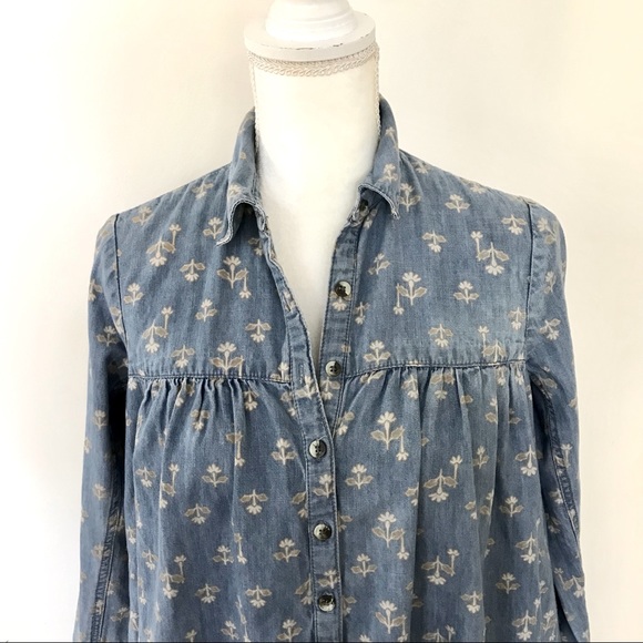 ANTHROPOLOGIE Pilcro &The Letterpress Blue Denim Long Sleeve Dress w/Pockets 2P - Picture 3 of 14